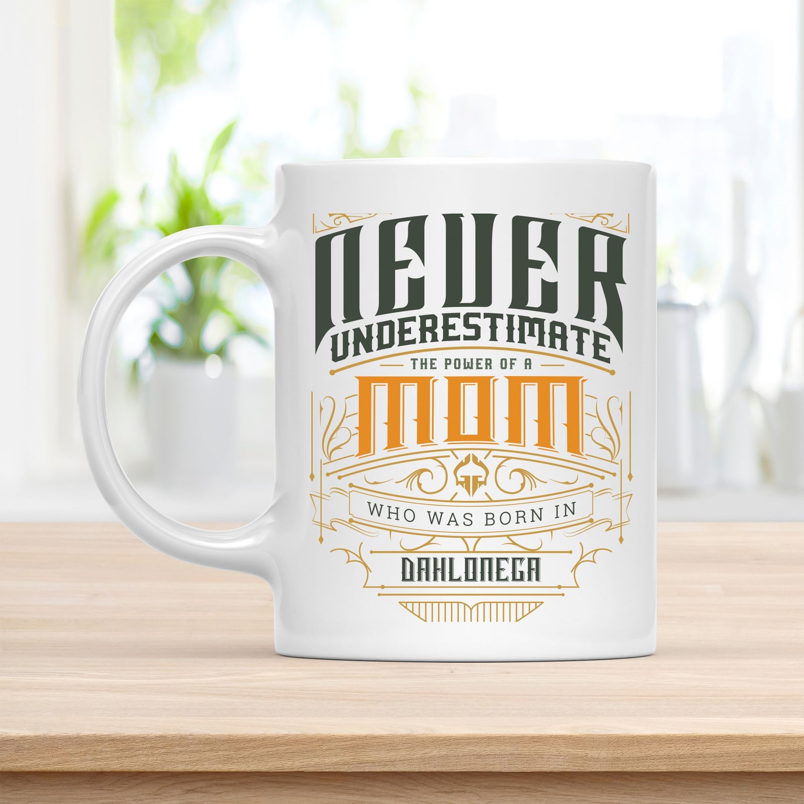 Personalized 11 oz Coffee Mug, Mom Born in Dahlonega Quote