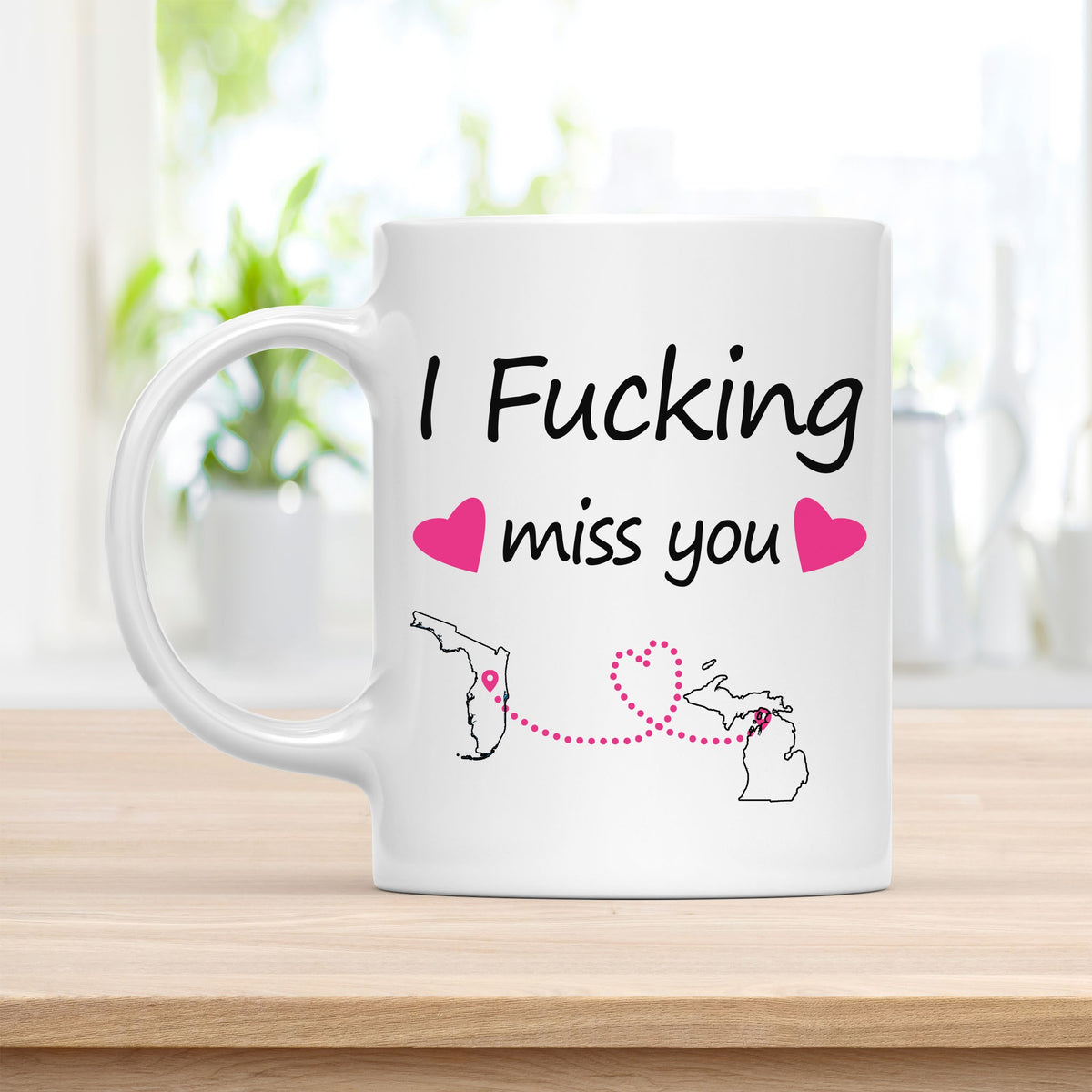 Personalized 11 oz Coffee Mug, I Fucking Miss You Florida Michigan Quote