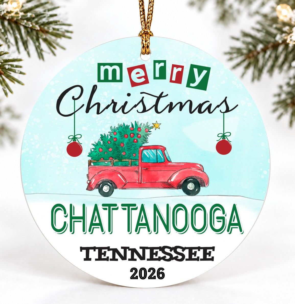 Chattanooga Ornaments Chattanooga TN Gifts City Hometown Was Born Gift Christmas Ornaments Plastic MDF 3" Quote
