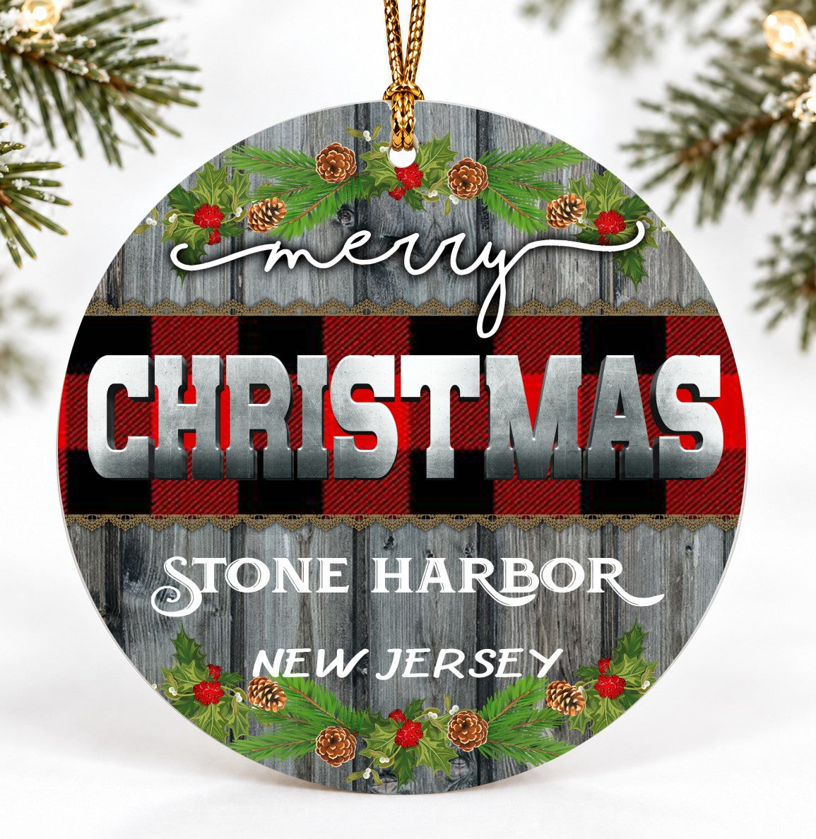 Vintage Christmas Ornament for Stone Harbor New Jersey, Classic Style Quote