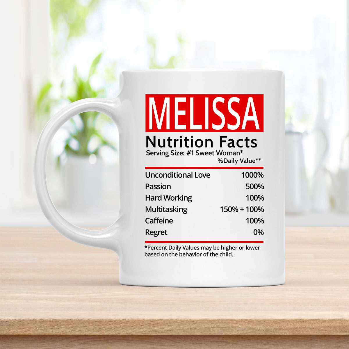 Personalized 11 oz Coffee Mug, Melissa Nutrition Facts Quote