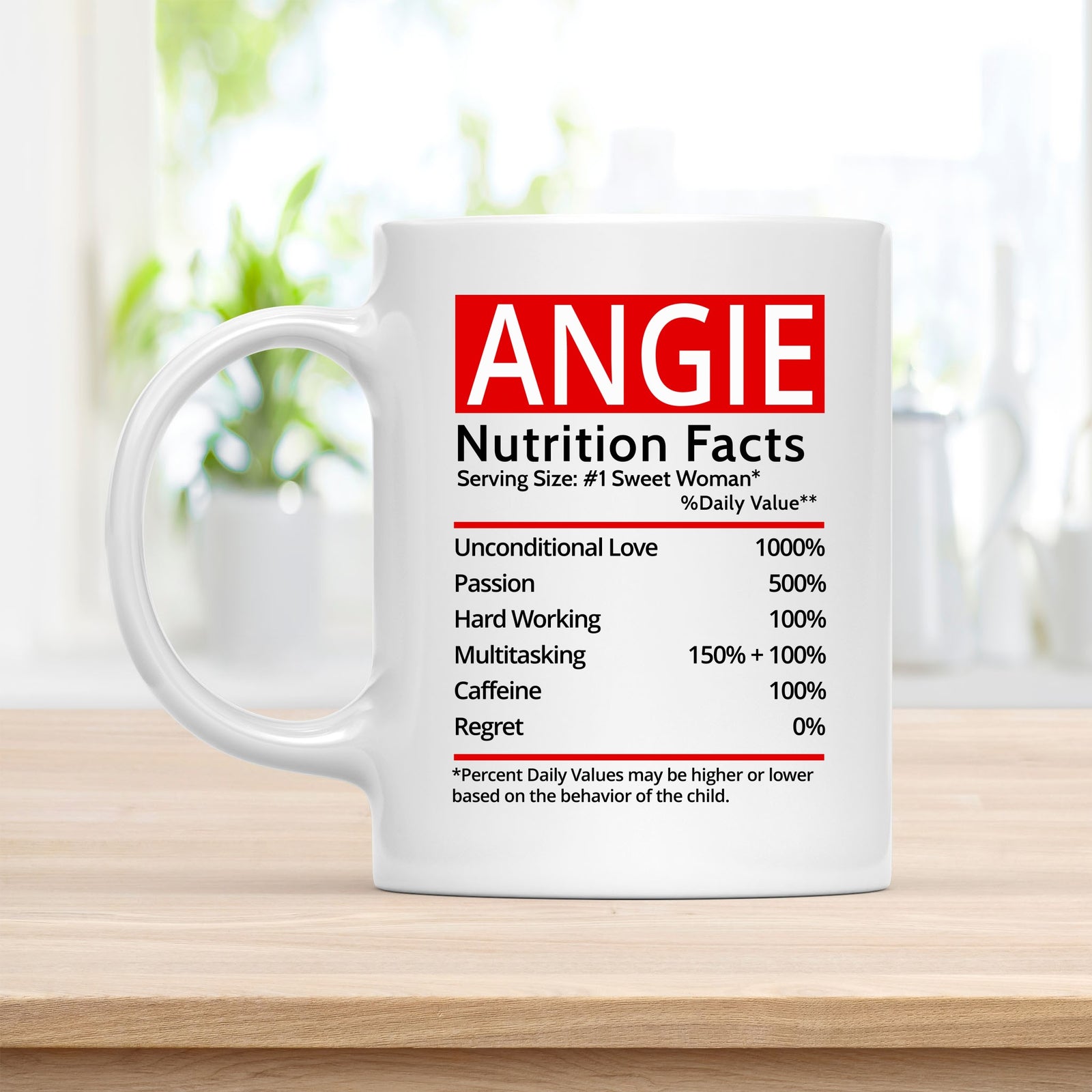 Personalized 11 oz Coffee Mug, Angie Nutrition Facts Quote