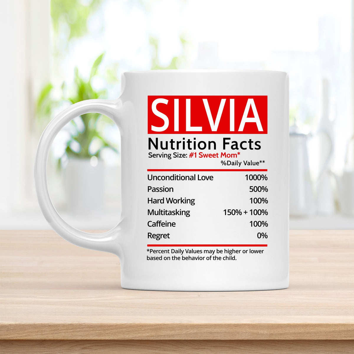 Personalized 11 oz Coffee Mug, Silvia Nutrition Facts Quote