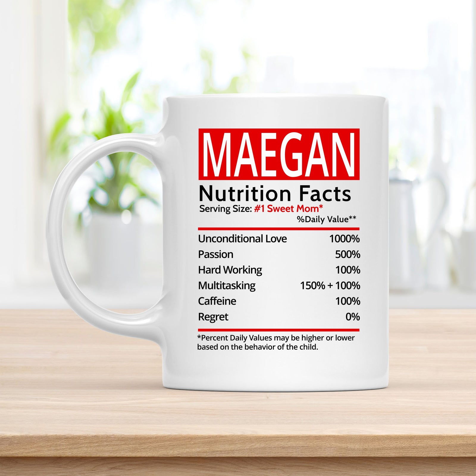 Personalized 11 oz Coffee Mug, Maegan Nutrition Facts Quote