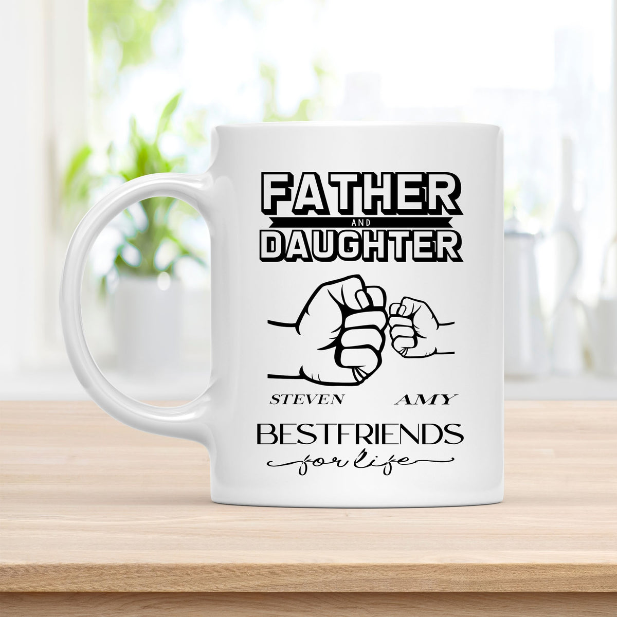 Personalized 11 oz Ceramic Dad Coffee Mug, Steven Amy Quote