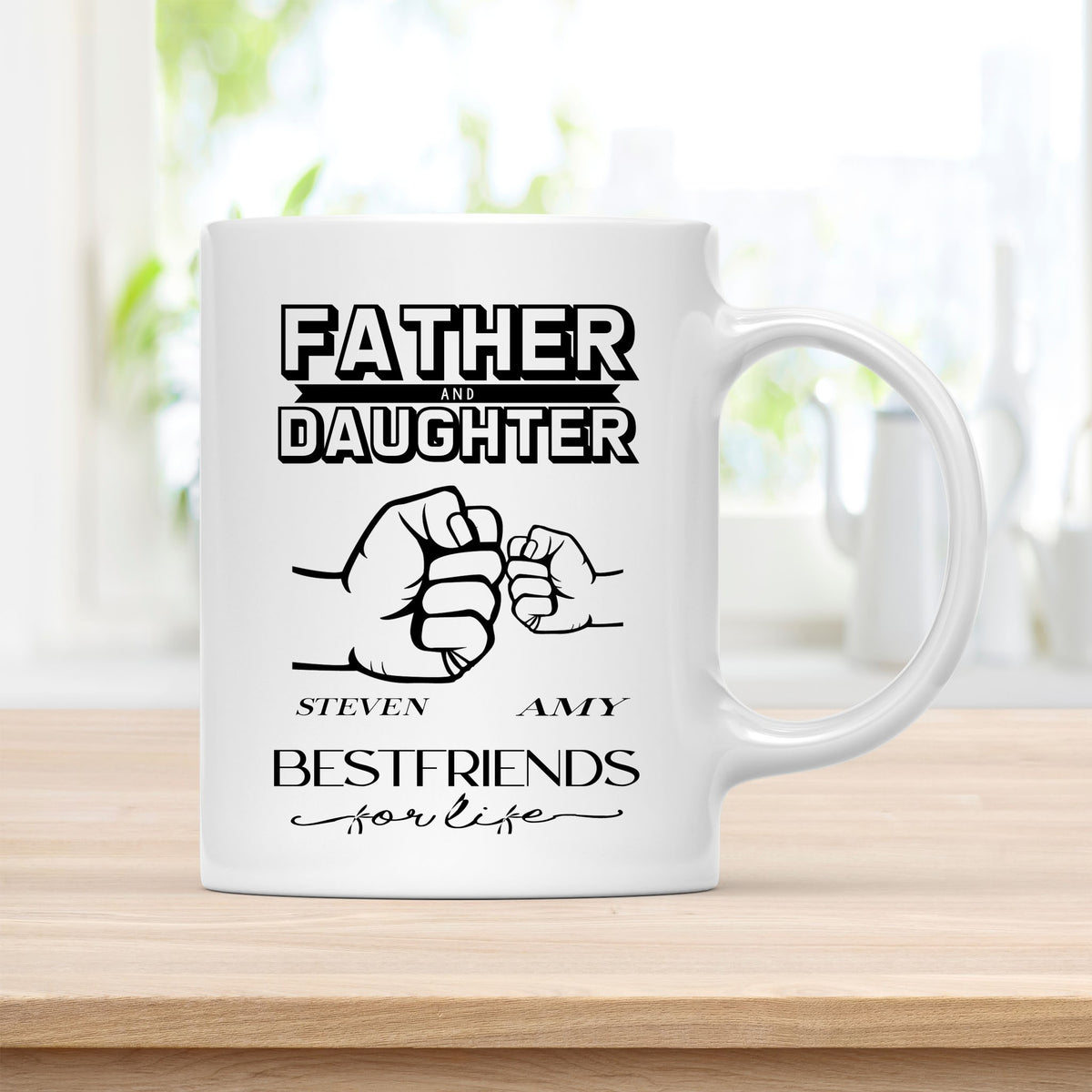 Personalized 11 oz Ceramic Dad Coffee Mug, Steven Amy Quote