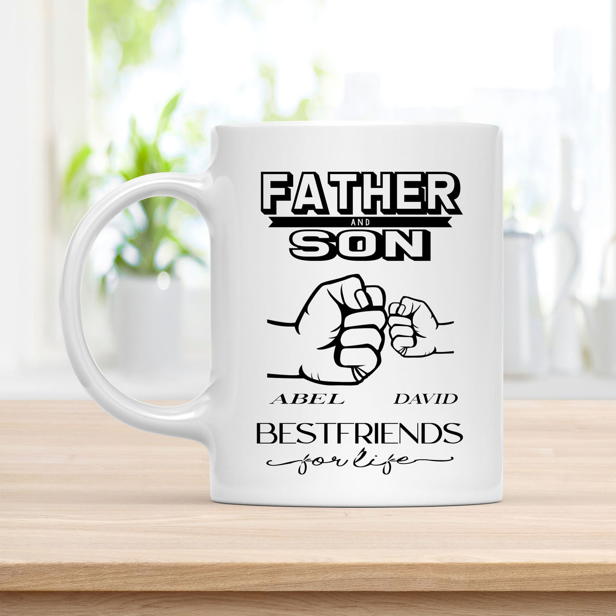 Coffee Mug, Father and Son Abel David Best Friends for Life Quote