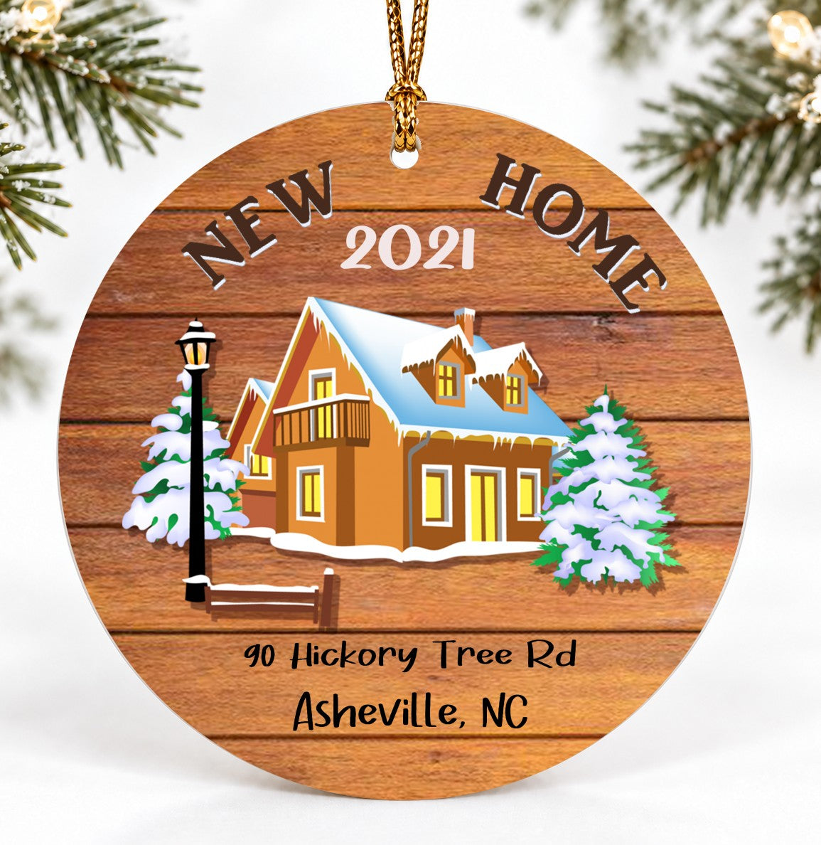 Christmas Ornament, First Christmas In New Home 90 Hickory Tree Rd Asheville North Carolina Quote