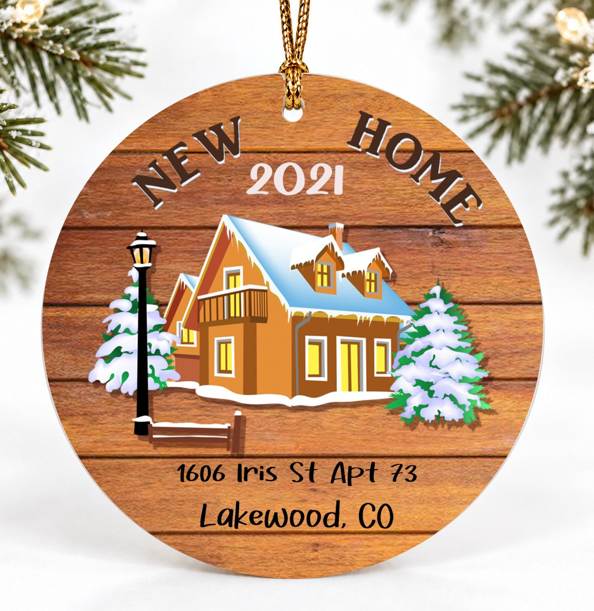 Christmas Ornament, First Christmas In New Home 1606 Iris St Apt 73 Lakewood Colorado Quote