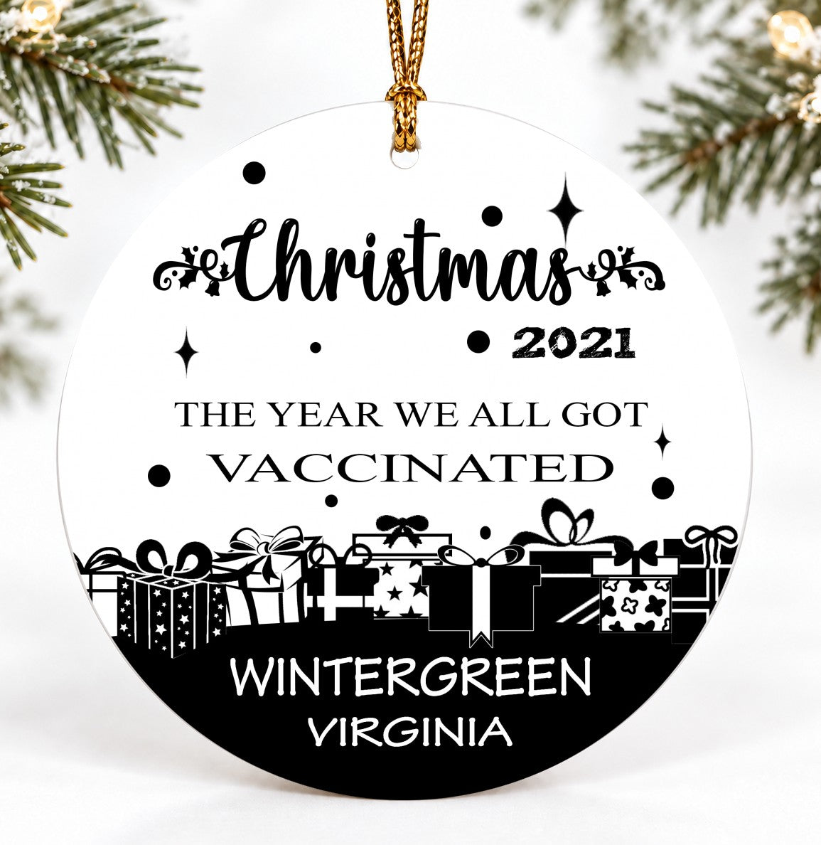 Personalized Christmas Ornament, Wintergreen Virginia 2021 Quote
