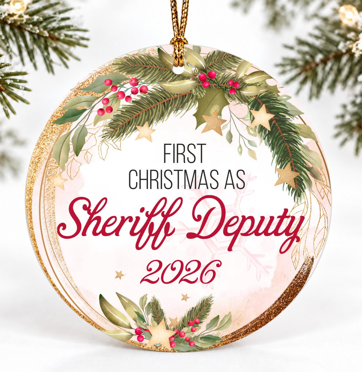 Christmas Ornament, First Christmas as Sheriff Deputy 2026 Quote