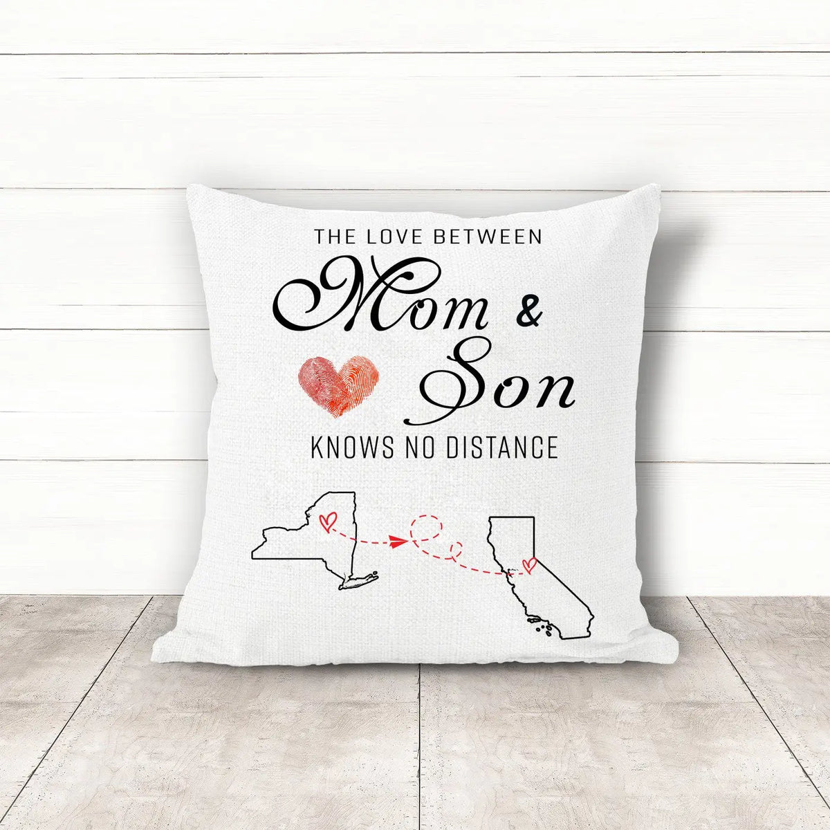 Manual - The love between Mom and Son knows no distance NY CA Pillow case Quote of Things