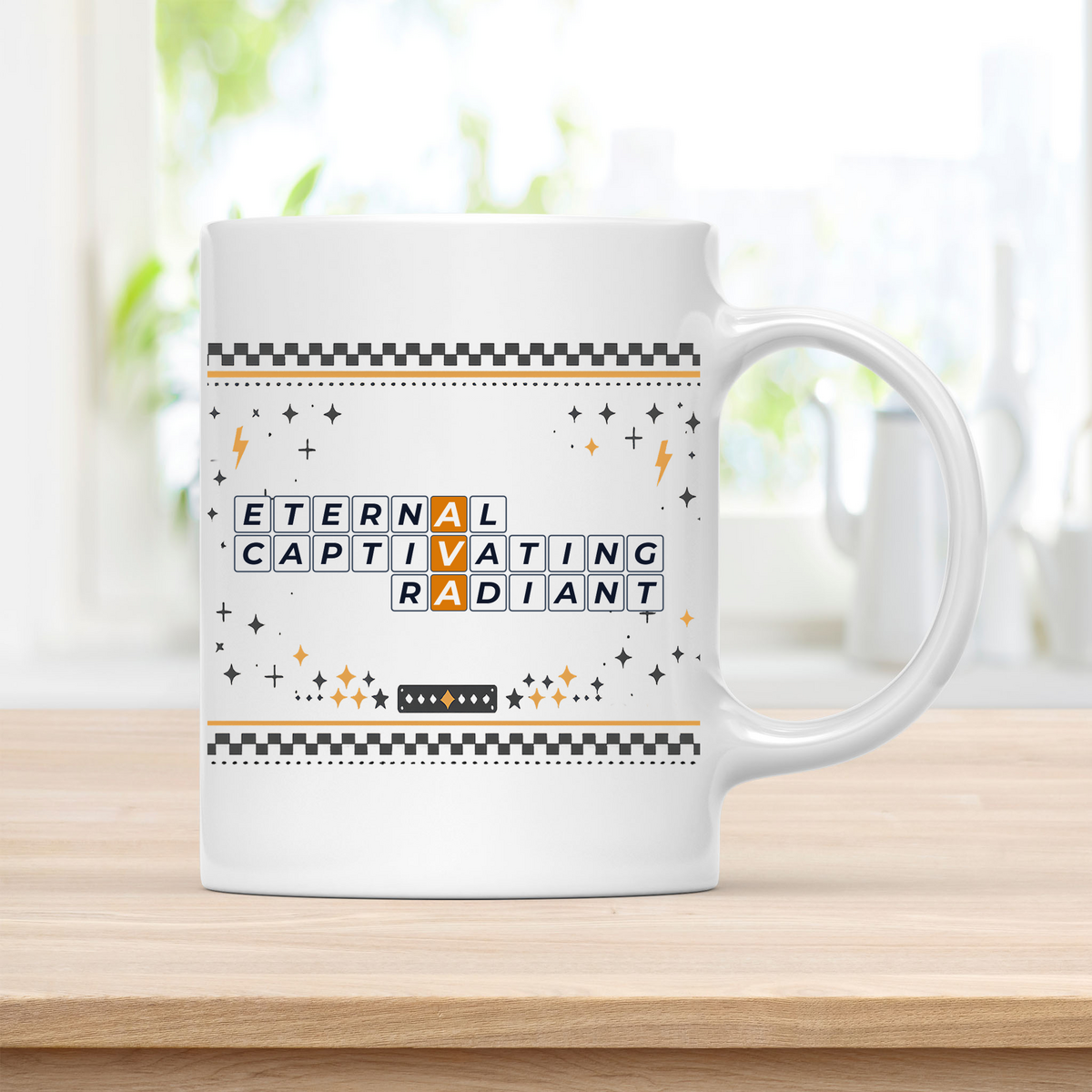 Ava Radiant ceramic mug for morning coffee or afternoon tea desk customcat