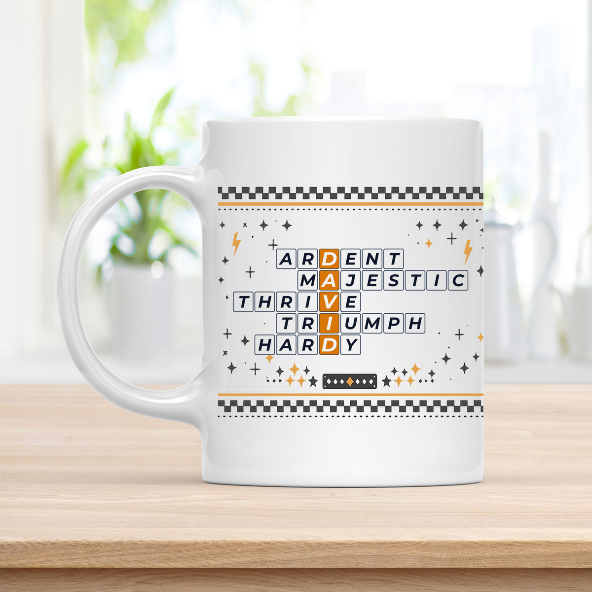 David Mug - Playful Crossword Design - 11oz Ceramic Mug customcat