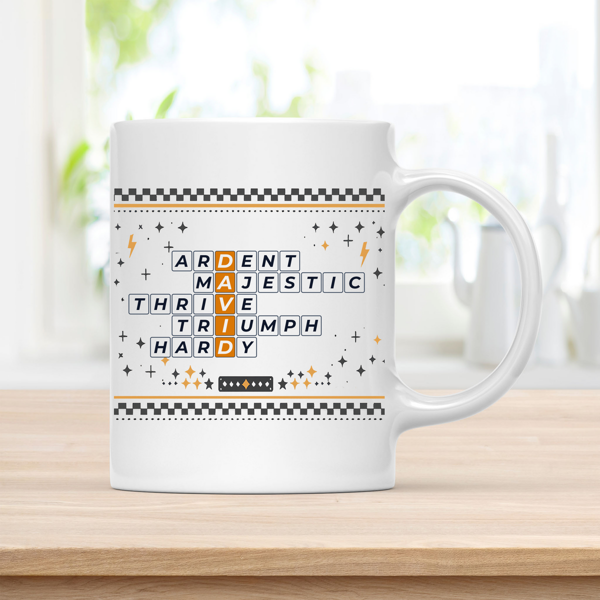 David Mug - Playful Crossword Design - 11oz Ceramic Mug customcat