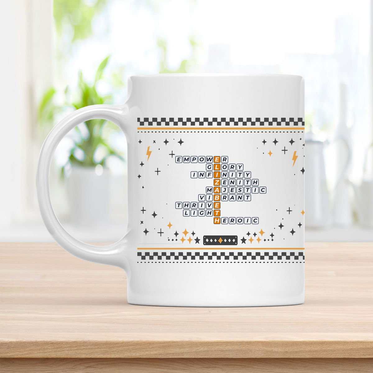 Elizabeth Mug - Playful Crossword Design - Ceramic Mug customcat