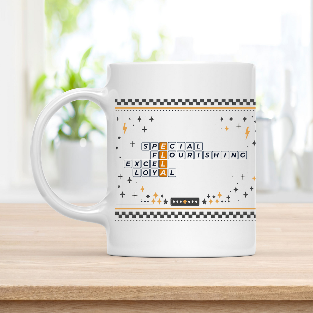Ella Mug - Vibrant Crossword Style - 11oz Ceramic Mug customcat