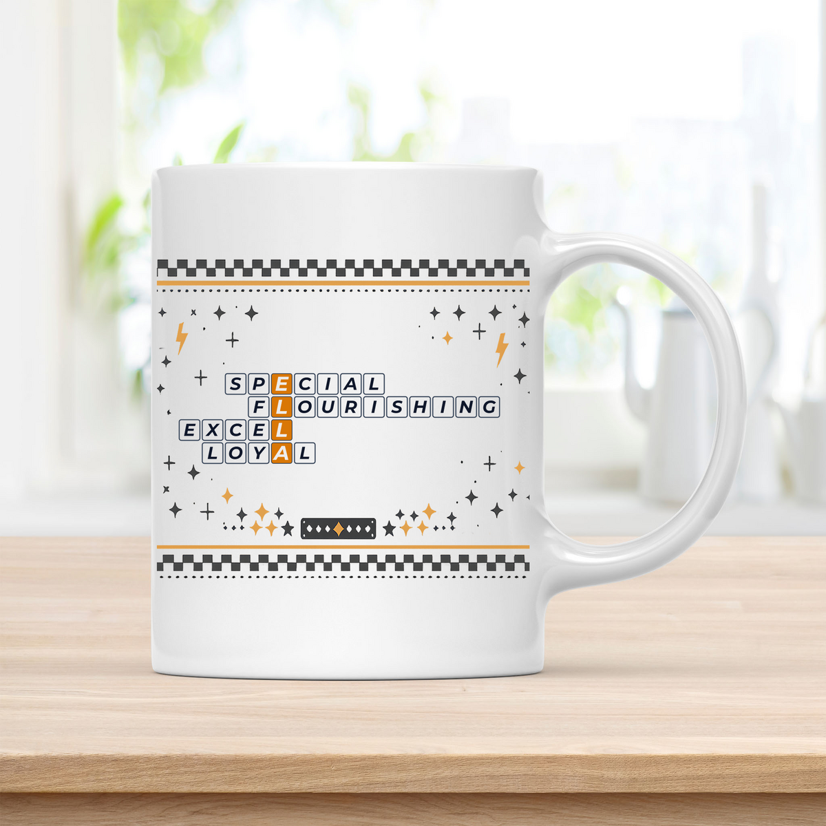 Ella Mug - Vibrant Crossword Style - 11oz Ceramic Mug customcat