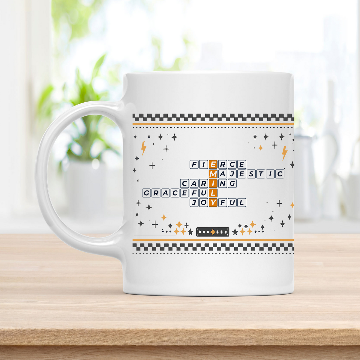 Emily Mug - Playful Crossword Design - 11oz Ceramic Mug customcat