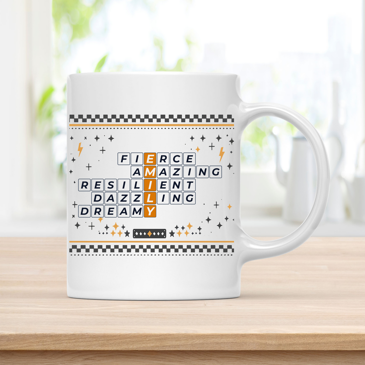 Emily Mug - Playful Crossword Design - 11oz Ceramic Mug customcat