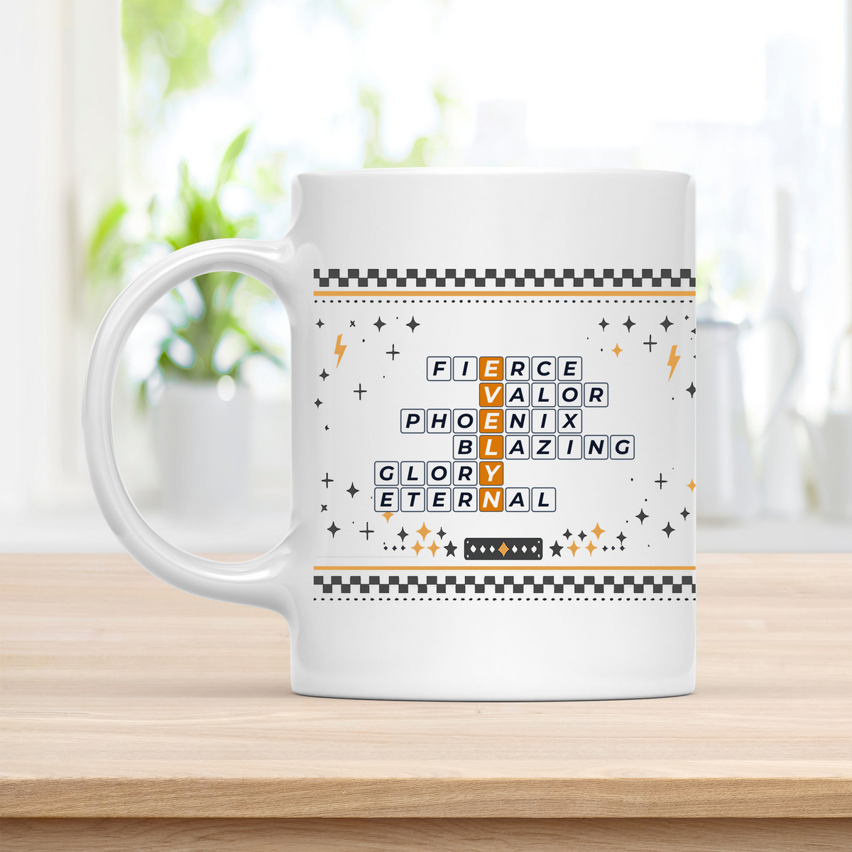 Evelyn Mug - Playful Crossword Design - 11oz Ceramic Mug customcat
