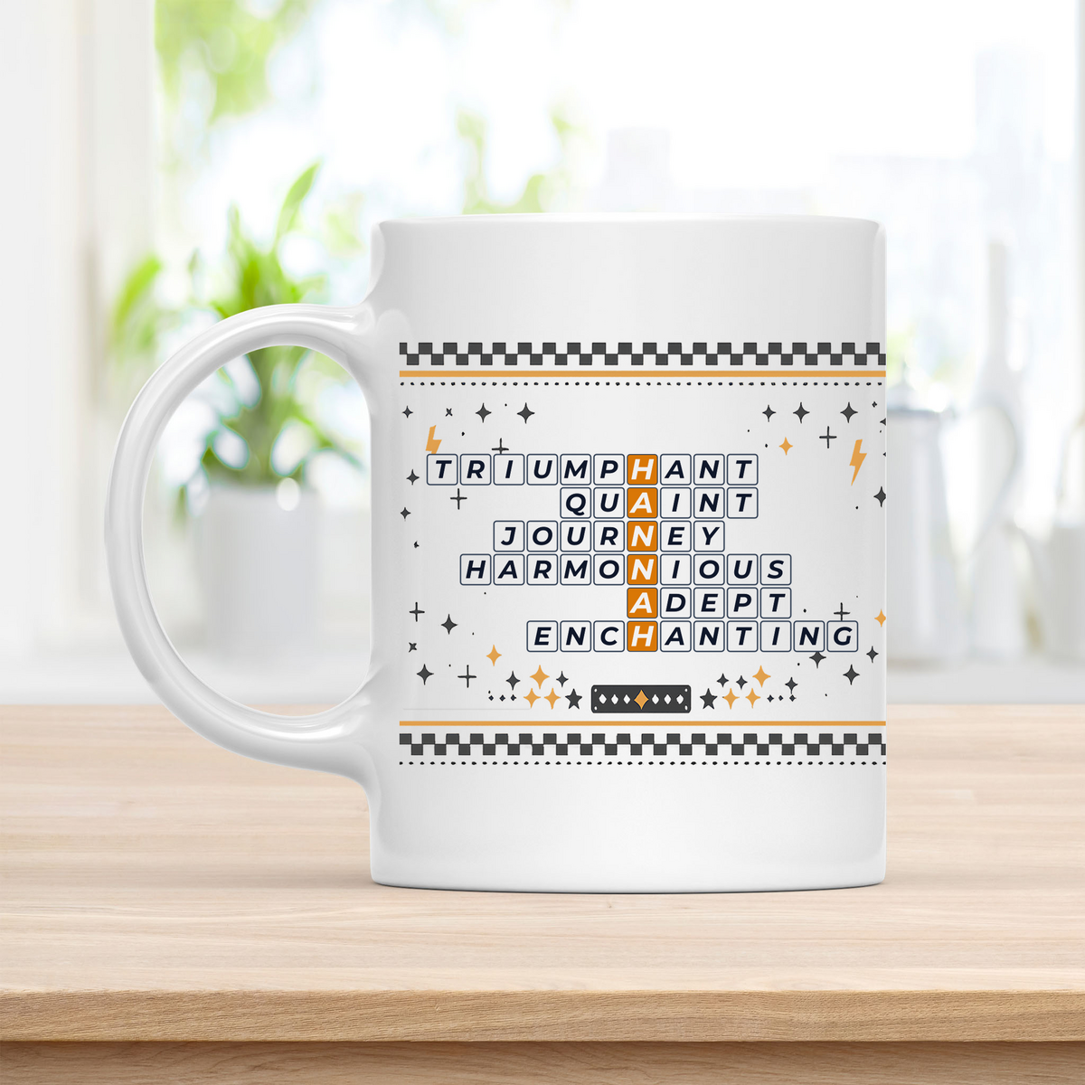 Hannah Mug - Playful Crossword Design - 11oz Ceramic Mug customcat