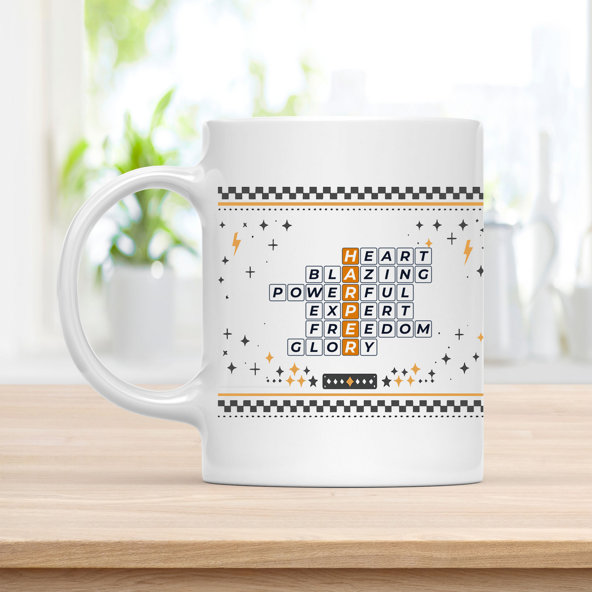Harper Mug - Playful Crossword Design - 11oz Ceramic Mug customcat