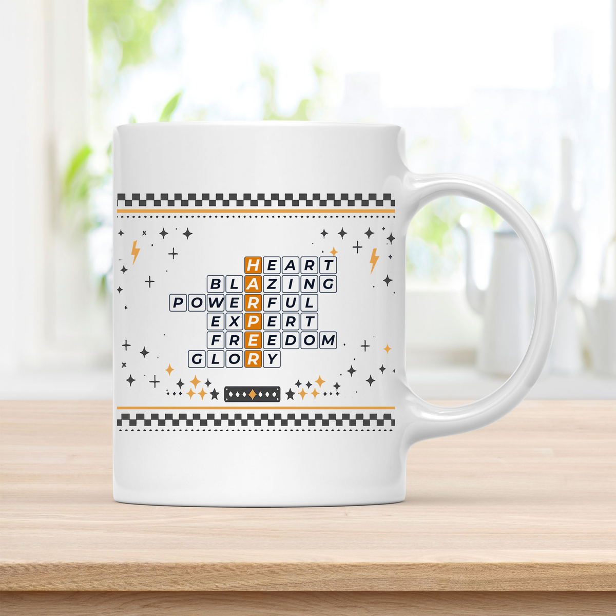 Harper Mug - Playful Crossword Design - 11oz Ceramic Mug customcat
