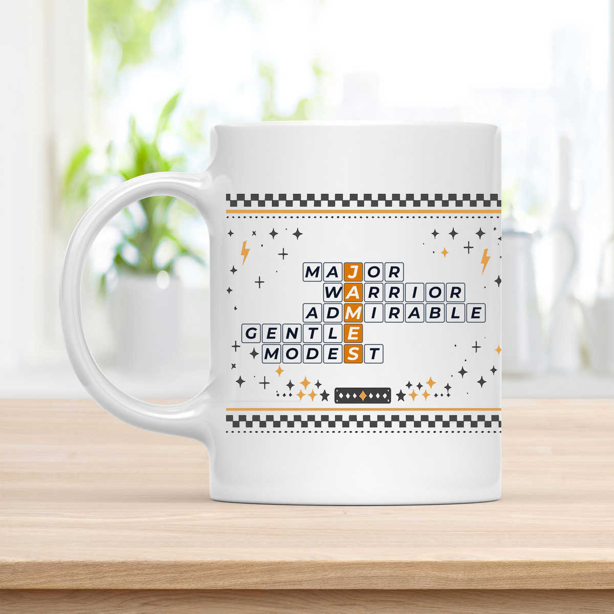 James Mug - Playful Crossword Design - 11oz Ceramic Mug customcat