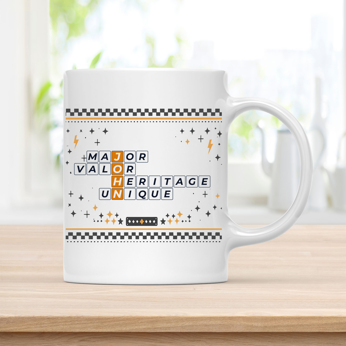 John Mug - Playful Crossword Design - 11oz Ceramic Mug customcat