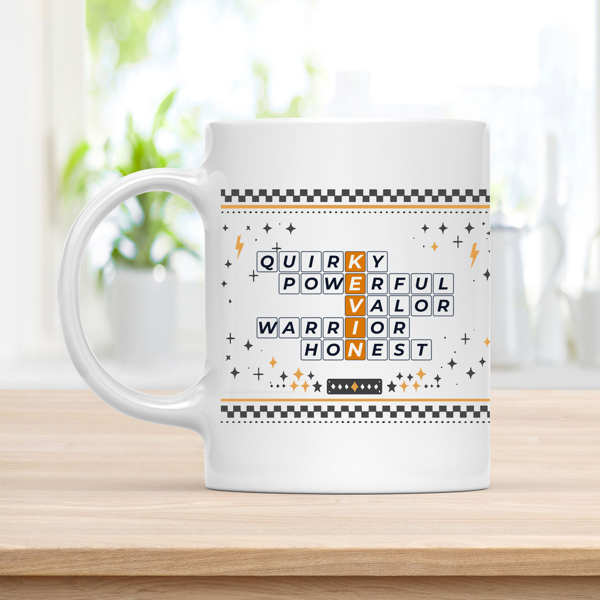 Kevin Mug - Playful Crossword Design - 11oz Ceramic Mug customcat