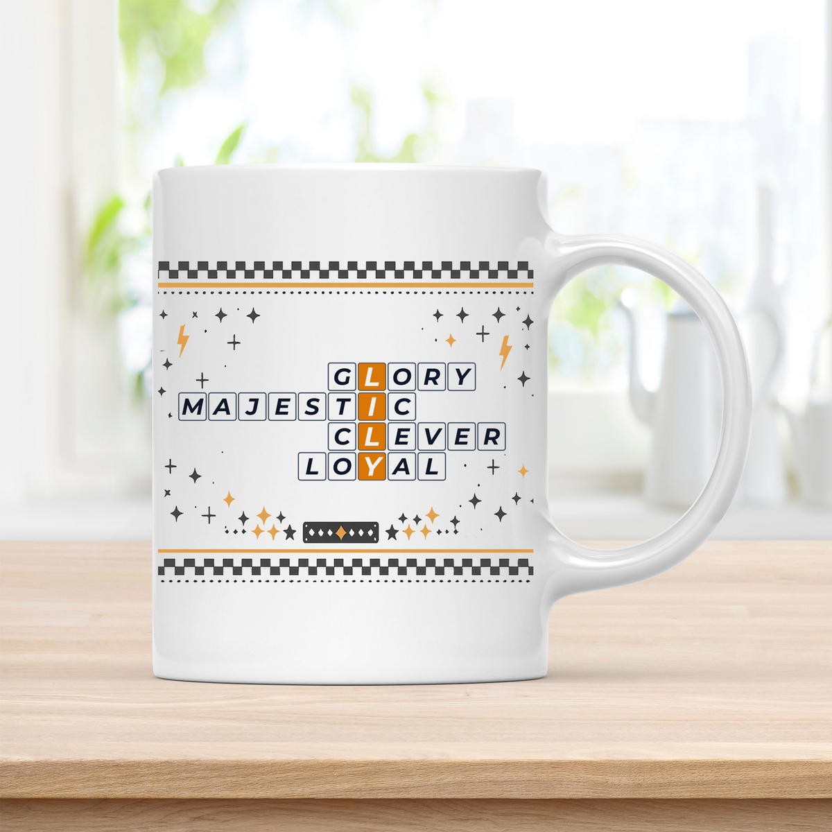 Lily Mug - Playful Crossword Design - 11oz Ceramic Mug customcat