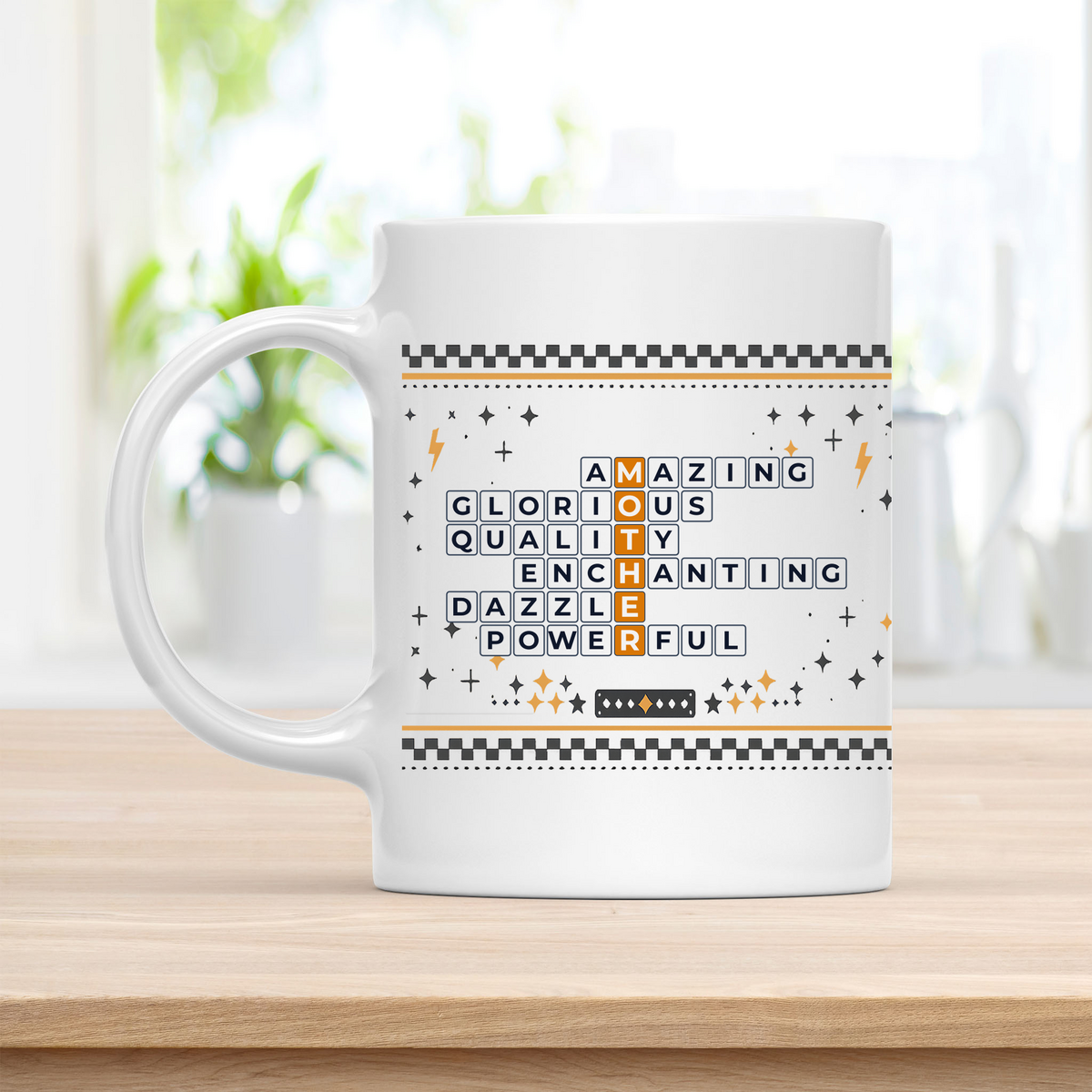 Mom Mug with Admirable Crossword Design - A Joyful Gift for Her customcat