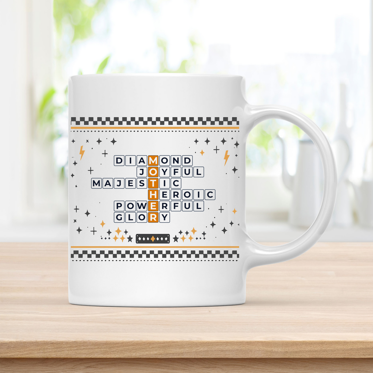 Bold MOTHER Crossword Mom Mug – A Majestic Gift for Her customcat