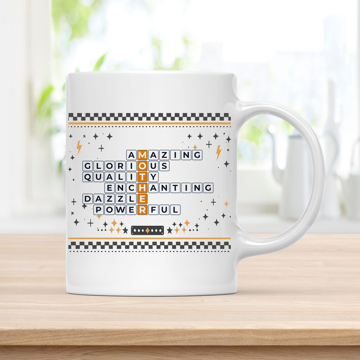Mom Mug with Admirable Crossword Design - A Joyful Gift for Her customcat