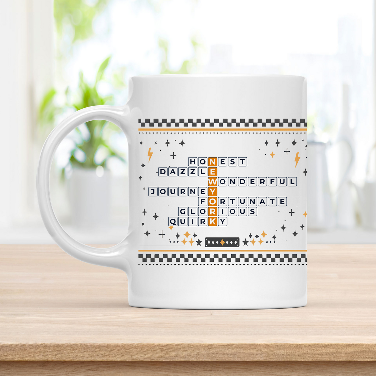 New York Crossword Mug: Display Your Pride with Positive Words customcat