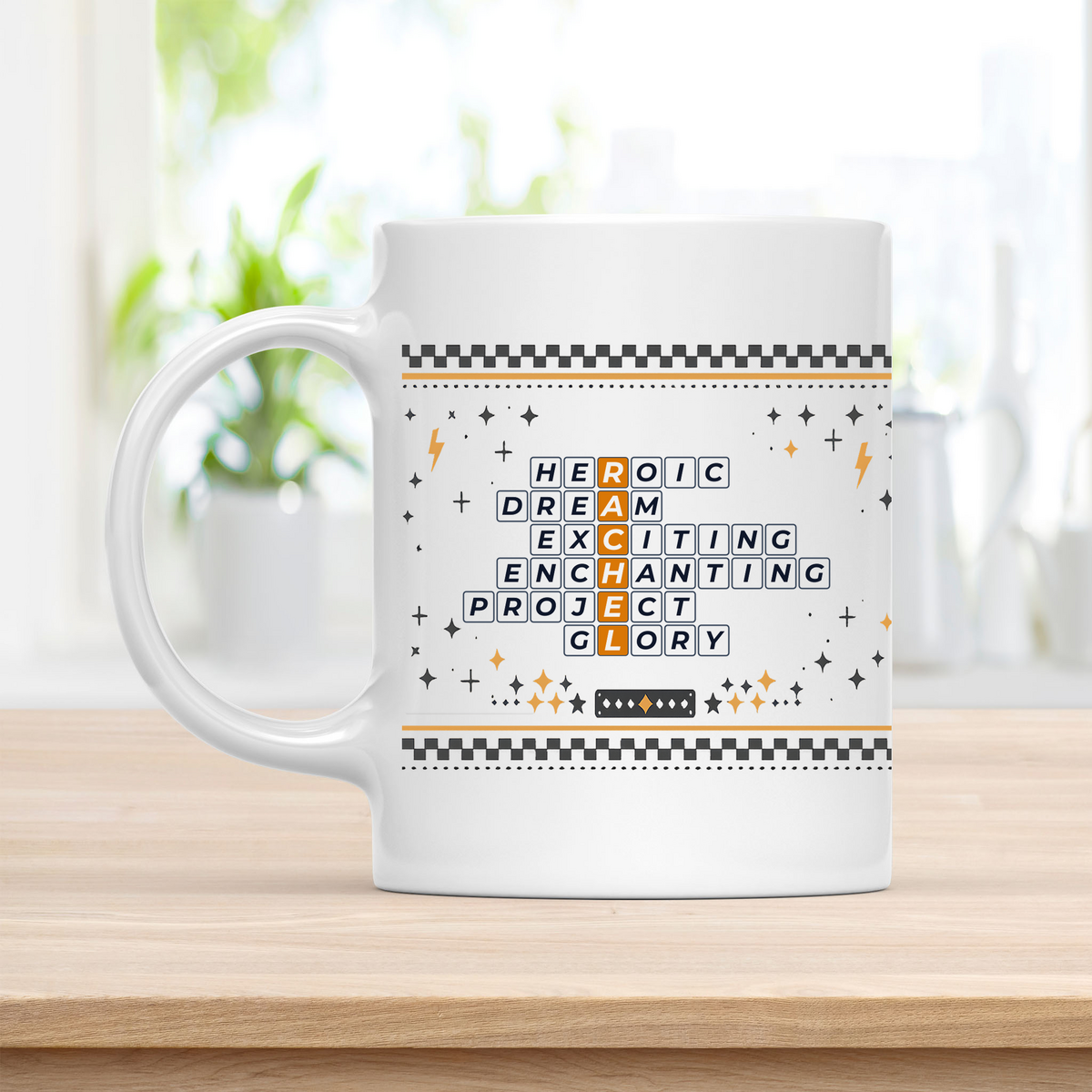 Rachel Mug - Playful Crossword Design - 11oz Ceramic Mug customcat