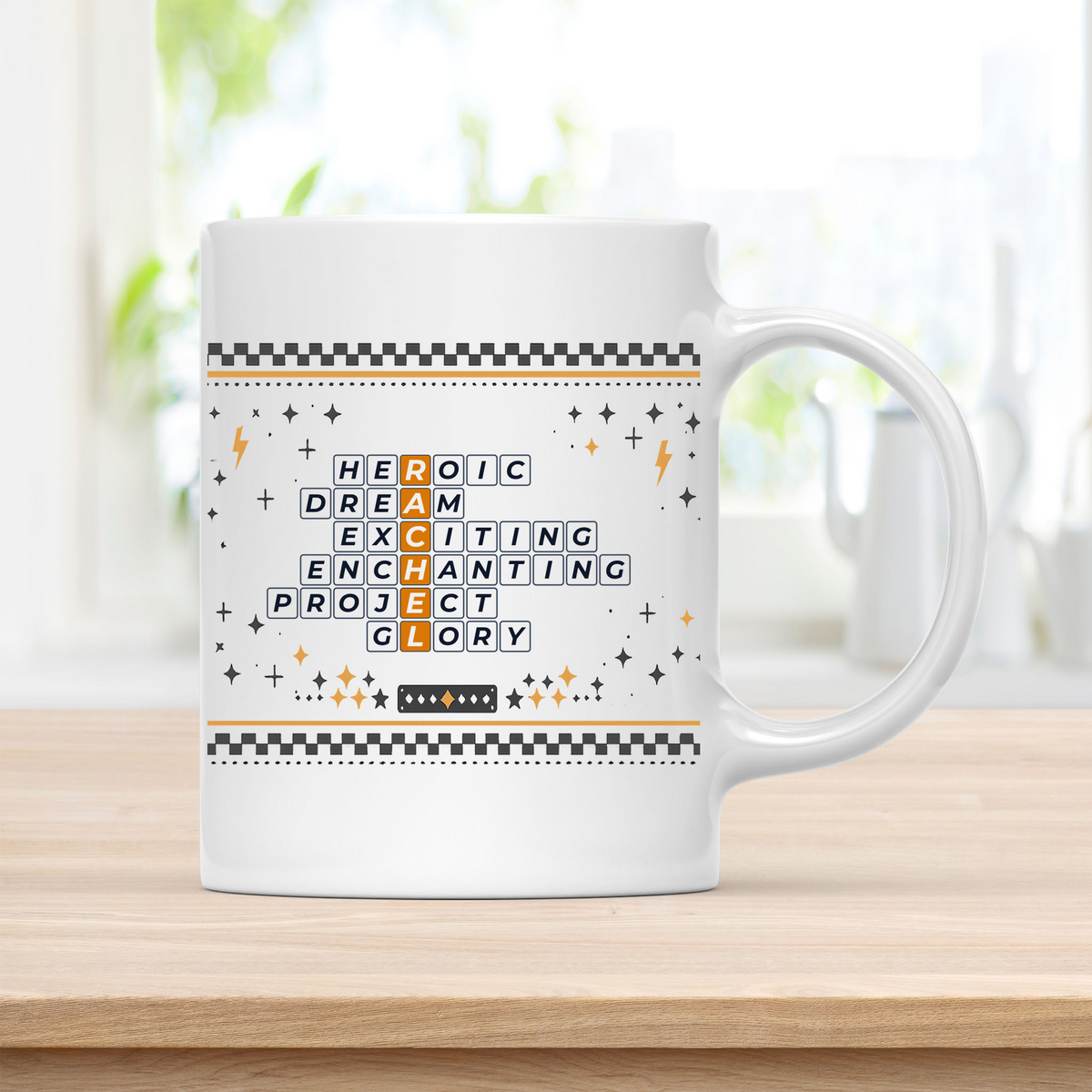 Rachel Mug - Playful Crossword Design - 11oz Ceramic Mug customcat