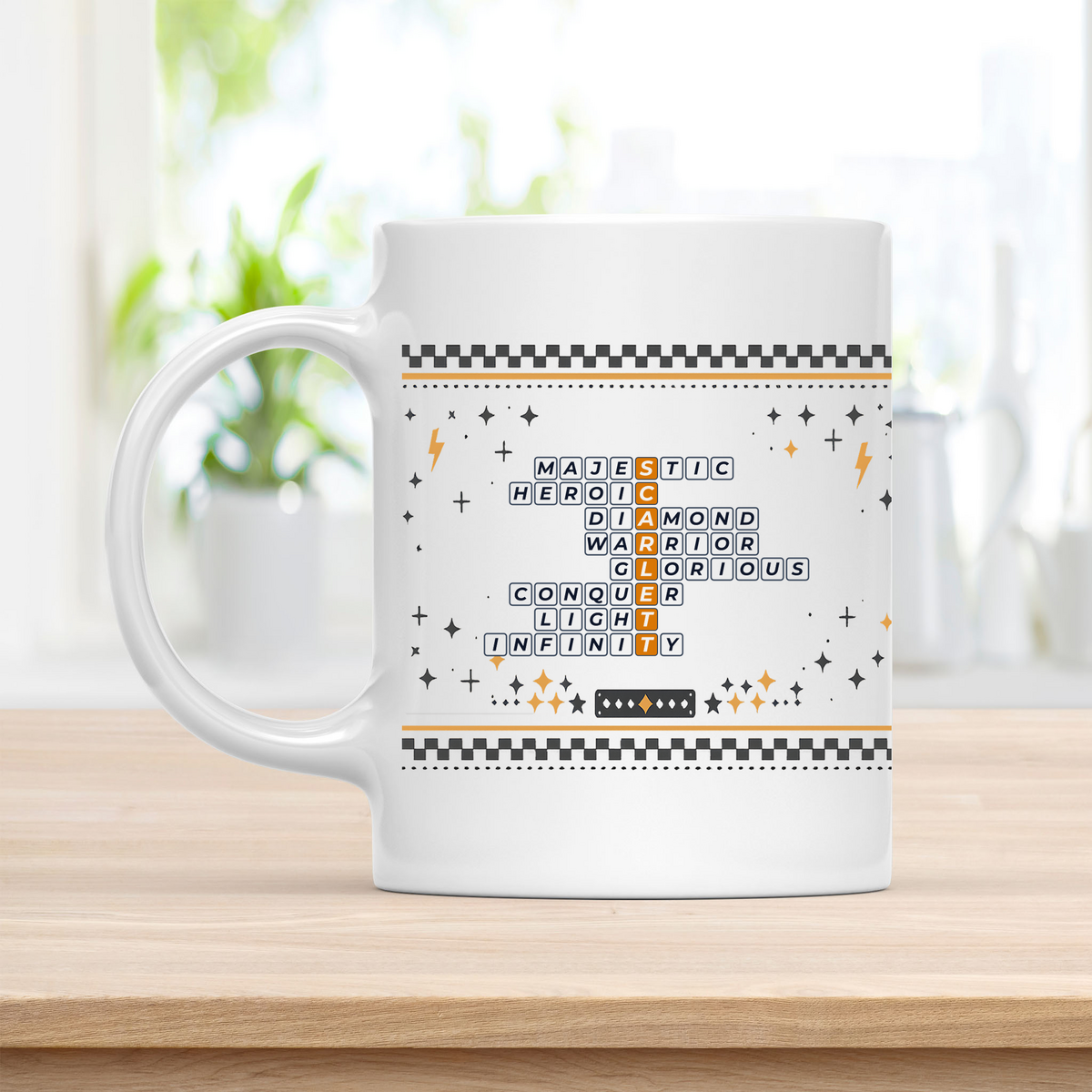 Scarlett Mug - Bold Crossword Typography - 11oz Ceramic Mug customcat