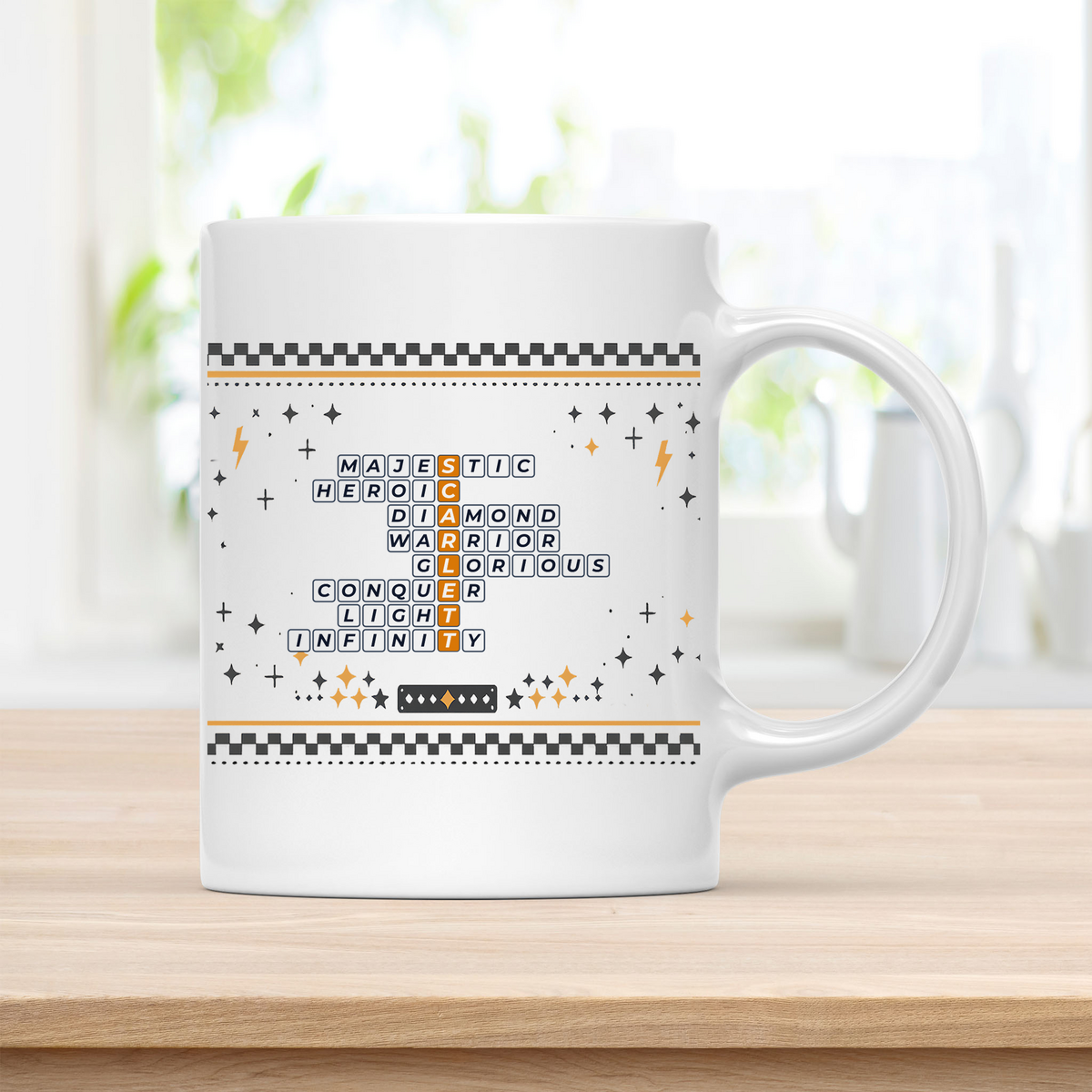 Scarlett Mug - Bold Crossword Typography - 11oz Ceramic Mug customcat